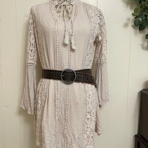 Chunky wide Hippie hobo chic Lagenlook leather Woolrich belt L 42”